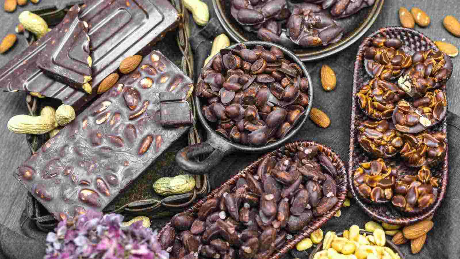 A variety of chocolate bars.