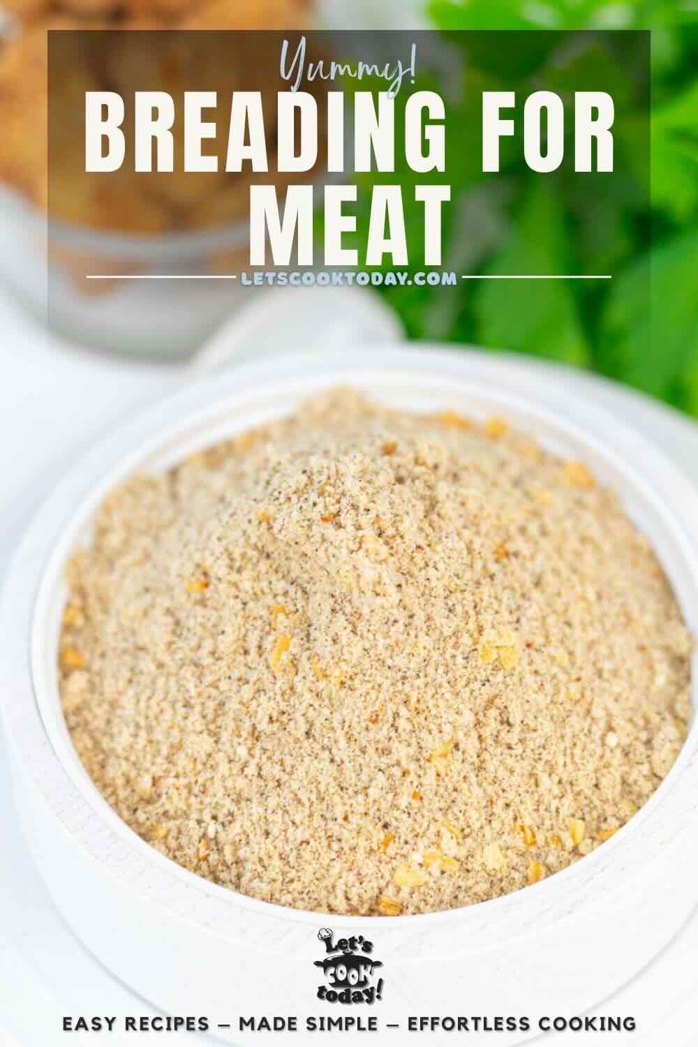Homemade breading mix in white serving bowl.