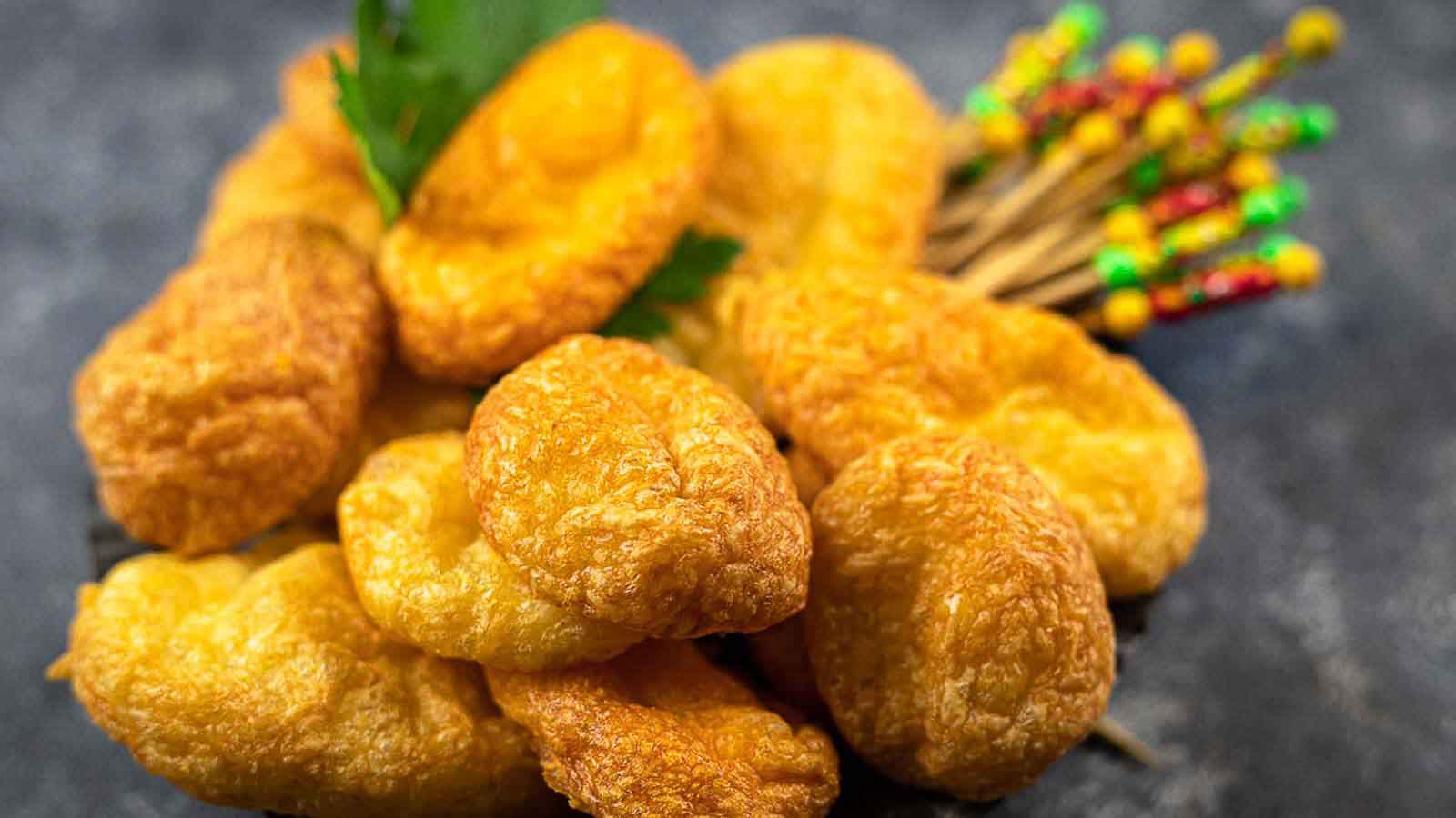Cheese Puffs with fresh parsley.