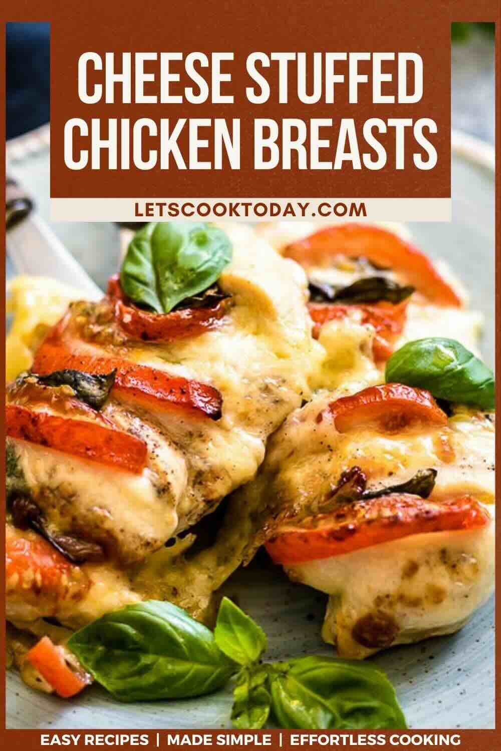 Baked cheese stuffed chicken with tomato basil.