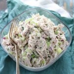Fresh chicken salad mixed with mayonnaise dressing.
