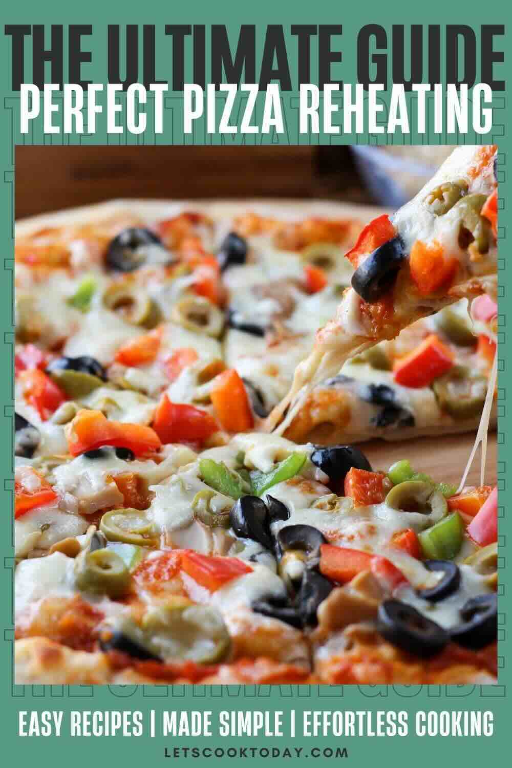 Freshly reheated pizza slice topped with olives.