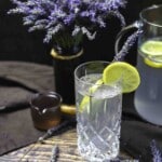 Refreshing lavender mocktail with lemon garnish.