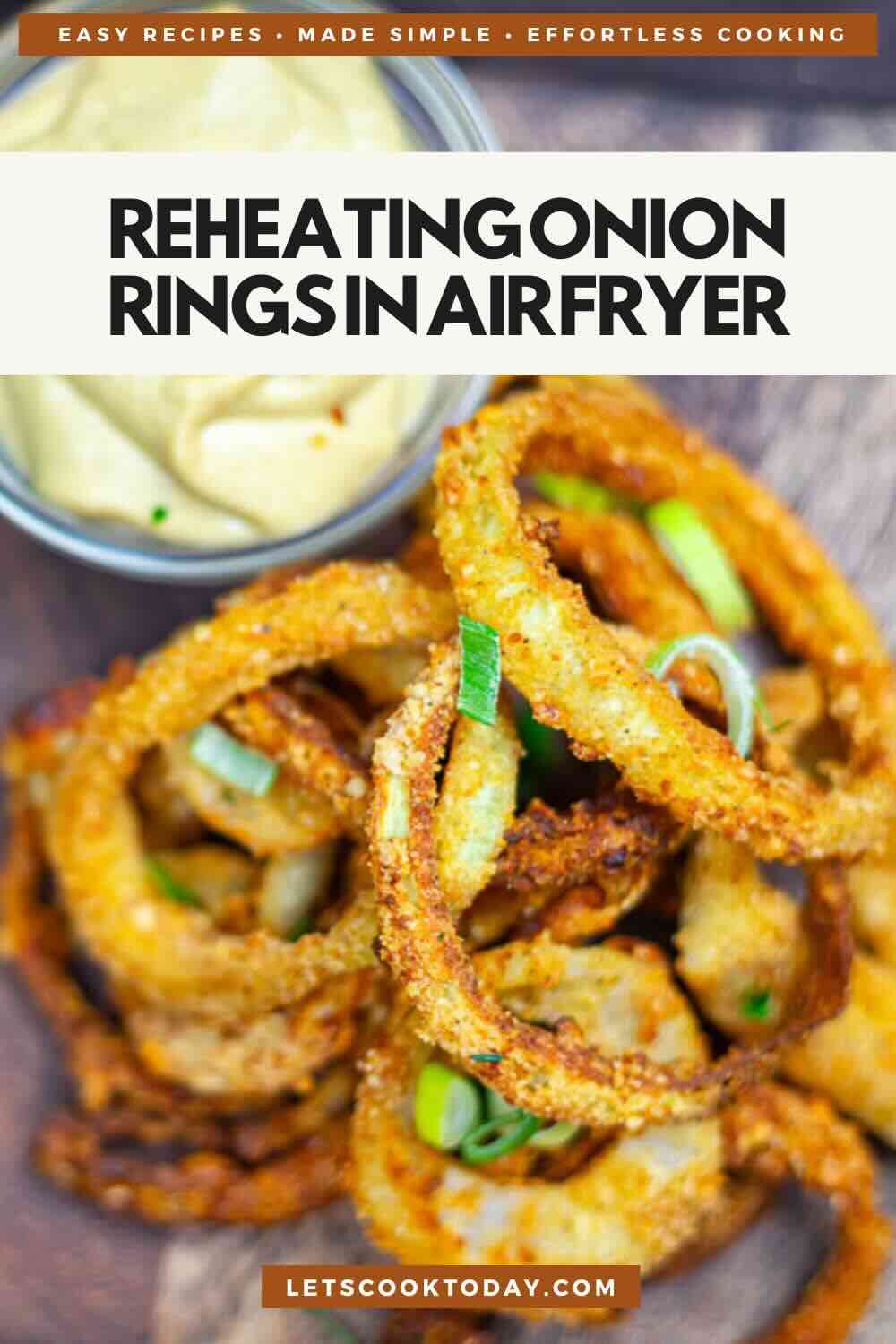 Crispy onion rings served with dipping sauce..